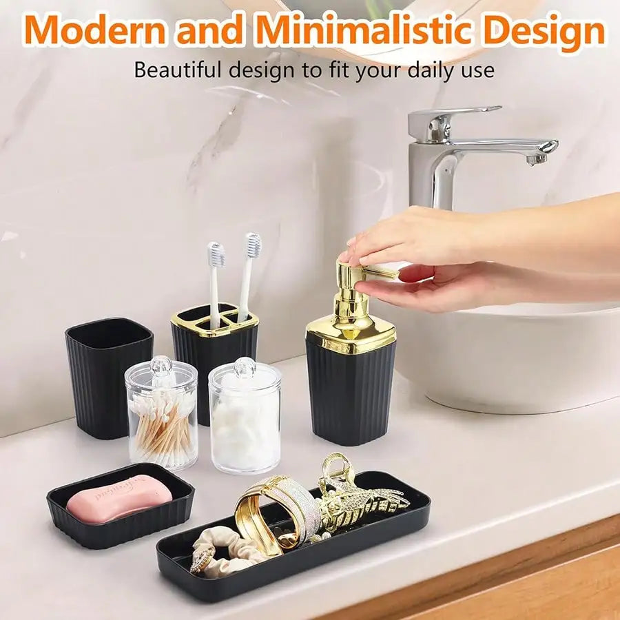 9-Piece Bathroom Accessories Set With Toothbrush Holder Lotion Dispenser