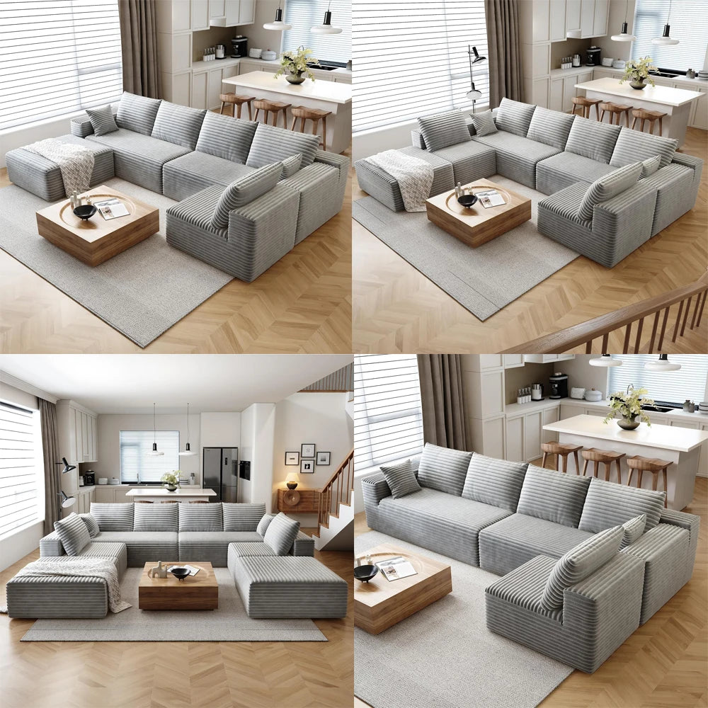YQXHCN Cloud Module Sofa Set Velvet Corduroy Modular