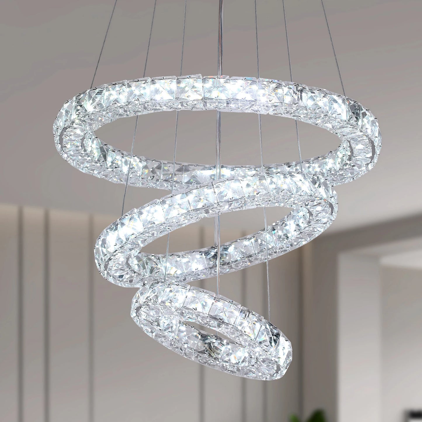 VETRULUS Luxury Crystal Chandelier LED Ceiling Light Living Room