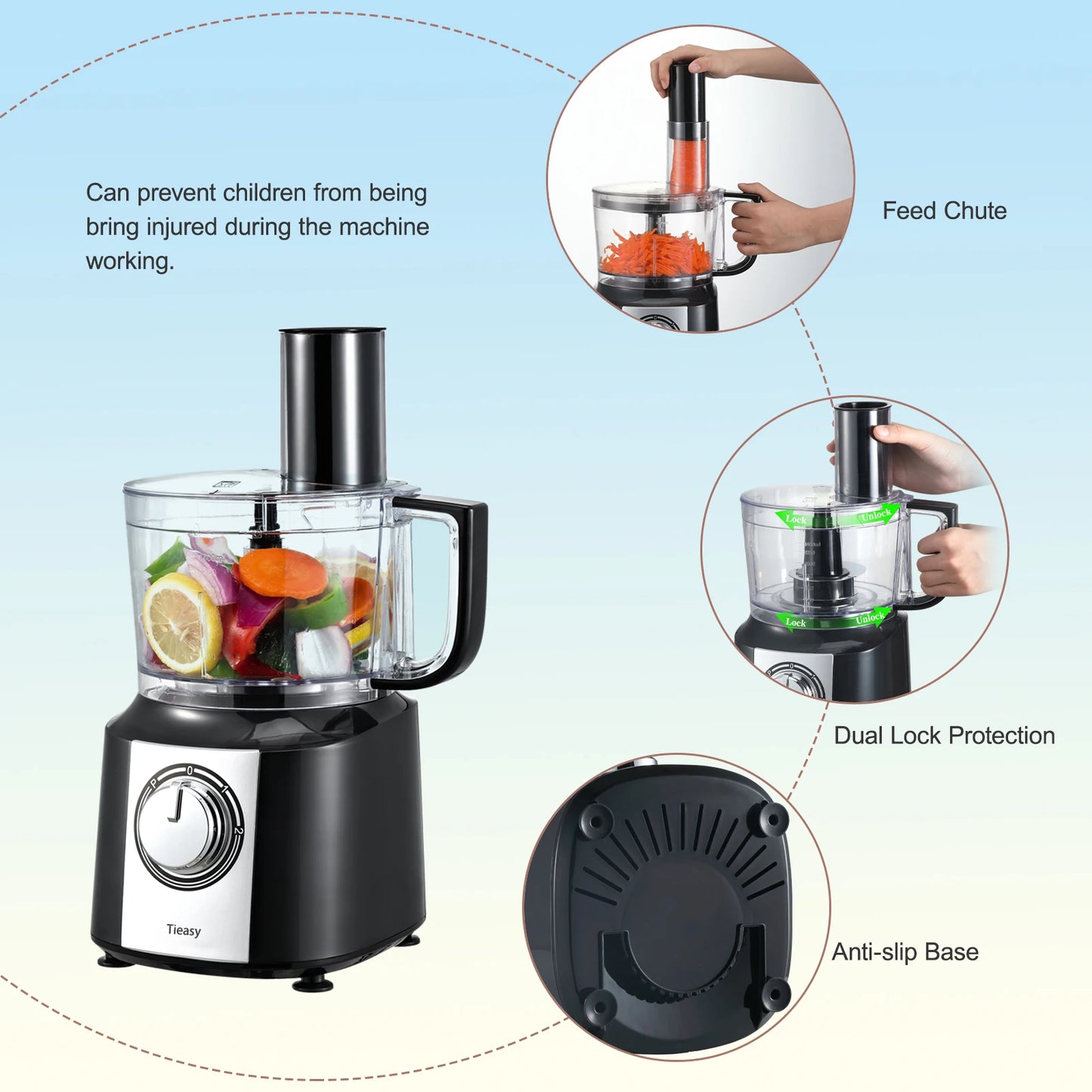 TopStrong 5-In-1 Electric Food Processor 600W BPA-Free