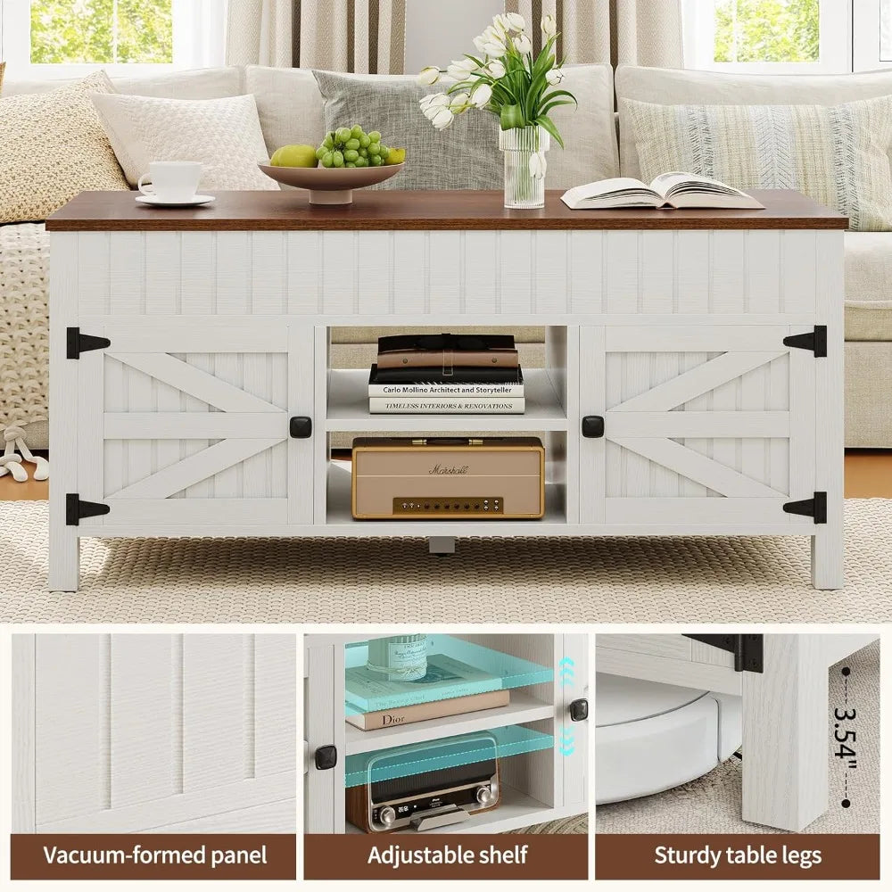 Lift Top Coffee Table With Storage Farmhouse Wood Center Table