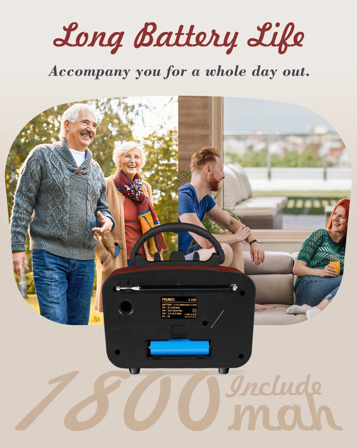 PRUNUS J-180 Retro Bluetooth Radio AM FM SW With USB