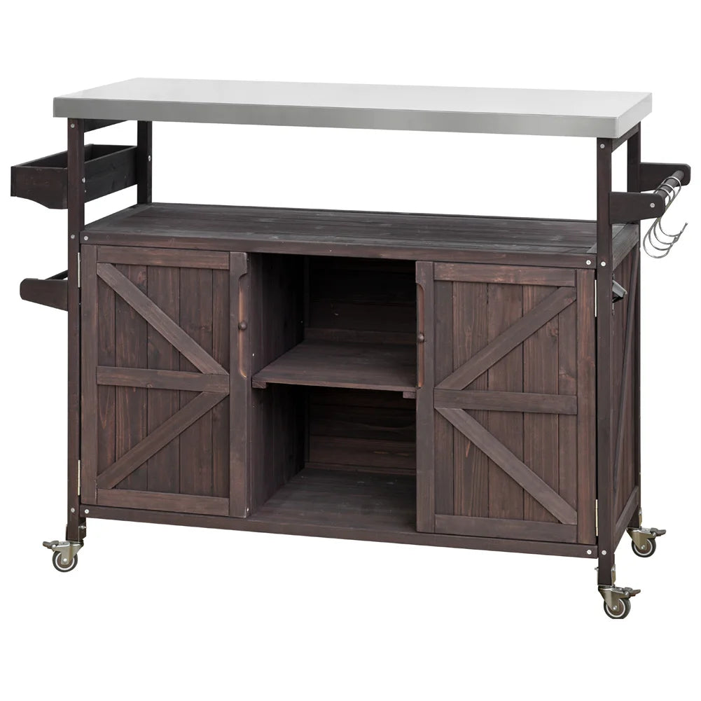 TWISTER.CK Portable Outdoor Bar Table With Storage And Locking Wheels