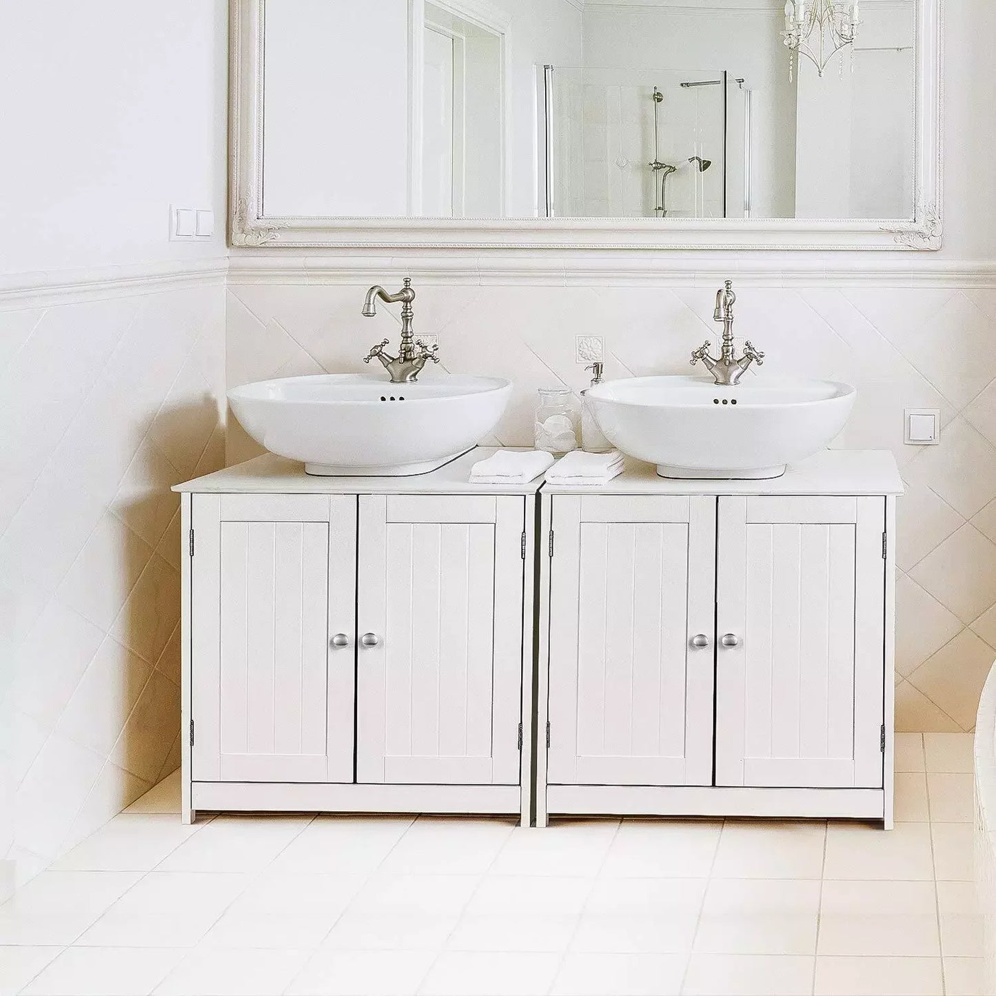 Under Sink Storage Vanity Cabinet With Double Doors And Shelves