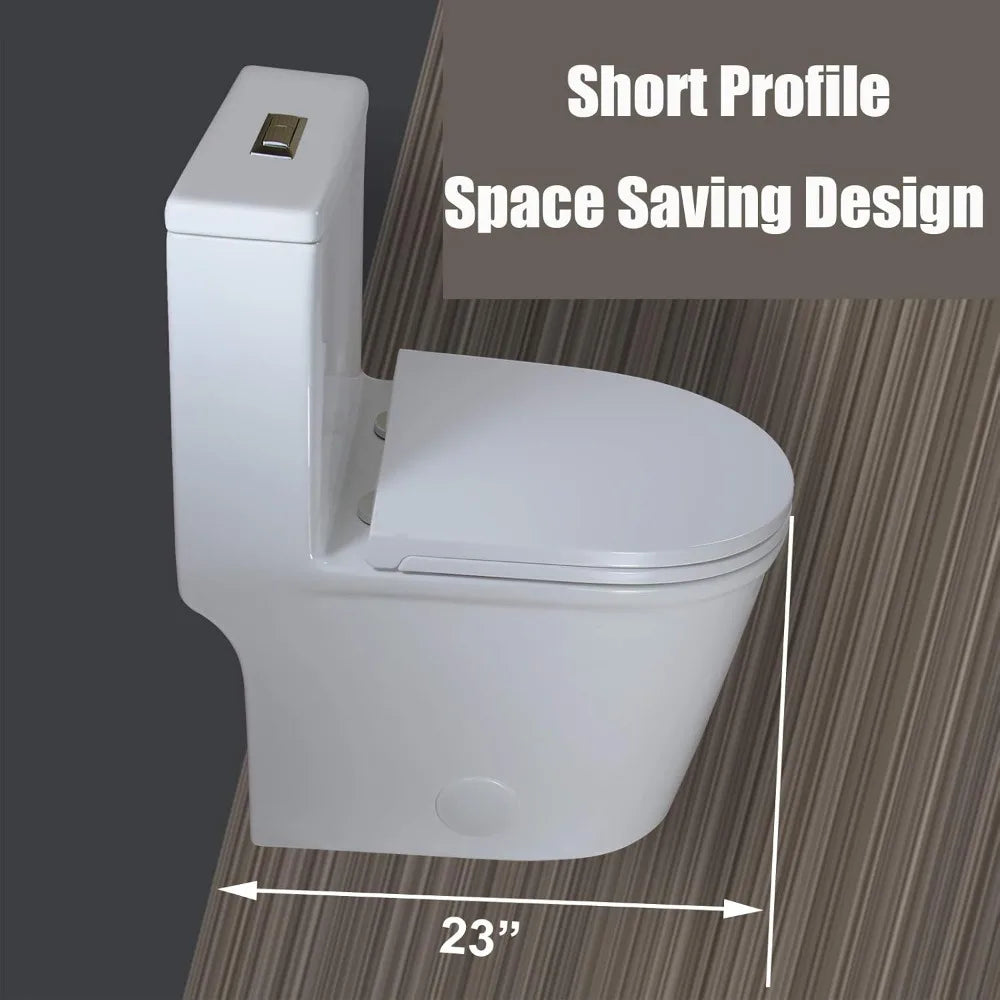 Compact One Piece Toilet Dual Flush Modern Minimalist