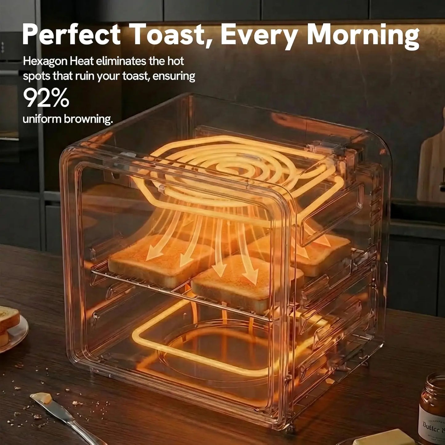 Six-In-One Air Fryer Toaster Oven Combo for Pizza and Toast