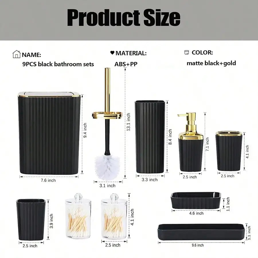 9-Piece Bathroom Accessories Set With Toothbrush Holder Lotion Dispenser
