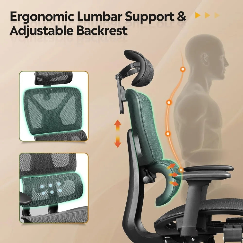 Ergonomic Mesh Office Chair With Footrest And High Back Reclining