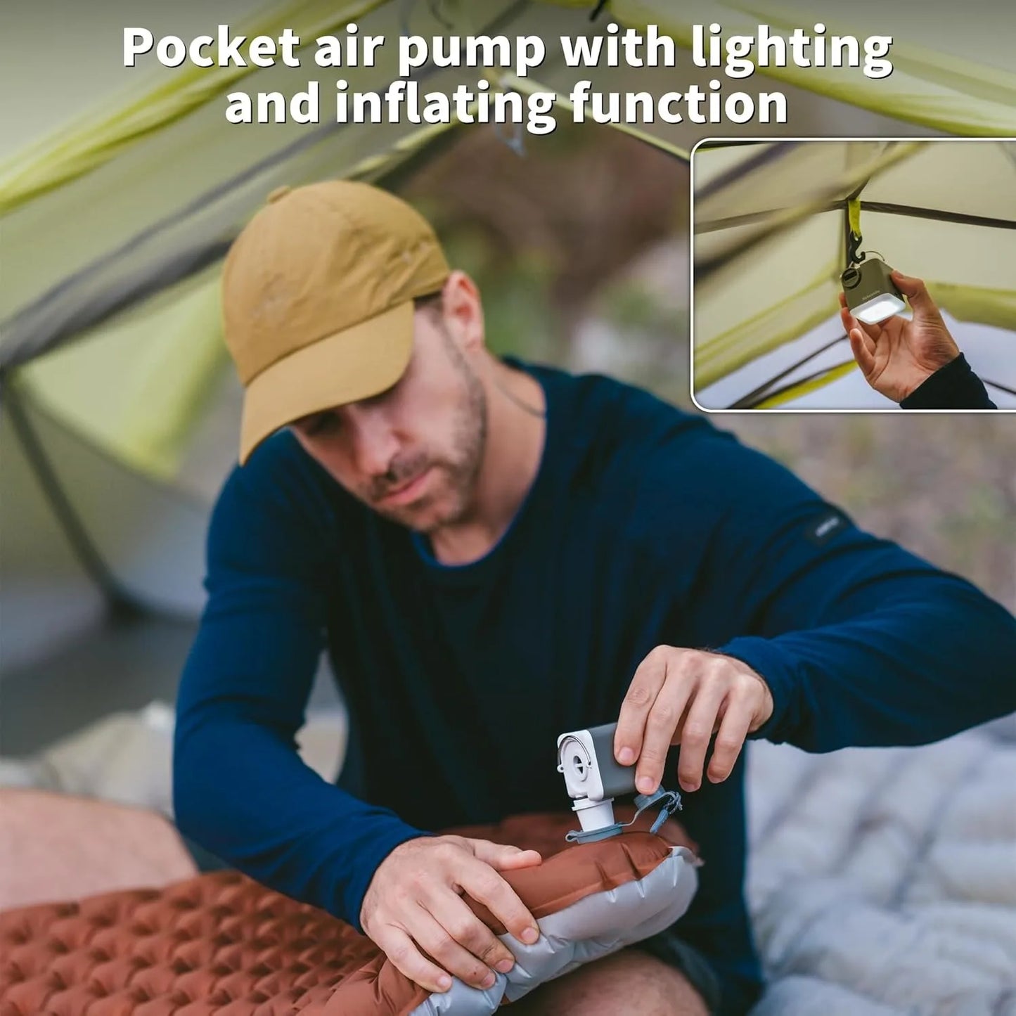 Naturehike Wind-Mini Air Pump 1600mAh USB-C Rechargeable Mini Air Pump with Light Portable Electric Air Pump for Air Mattresses Inflator/Deflator Pump