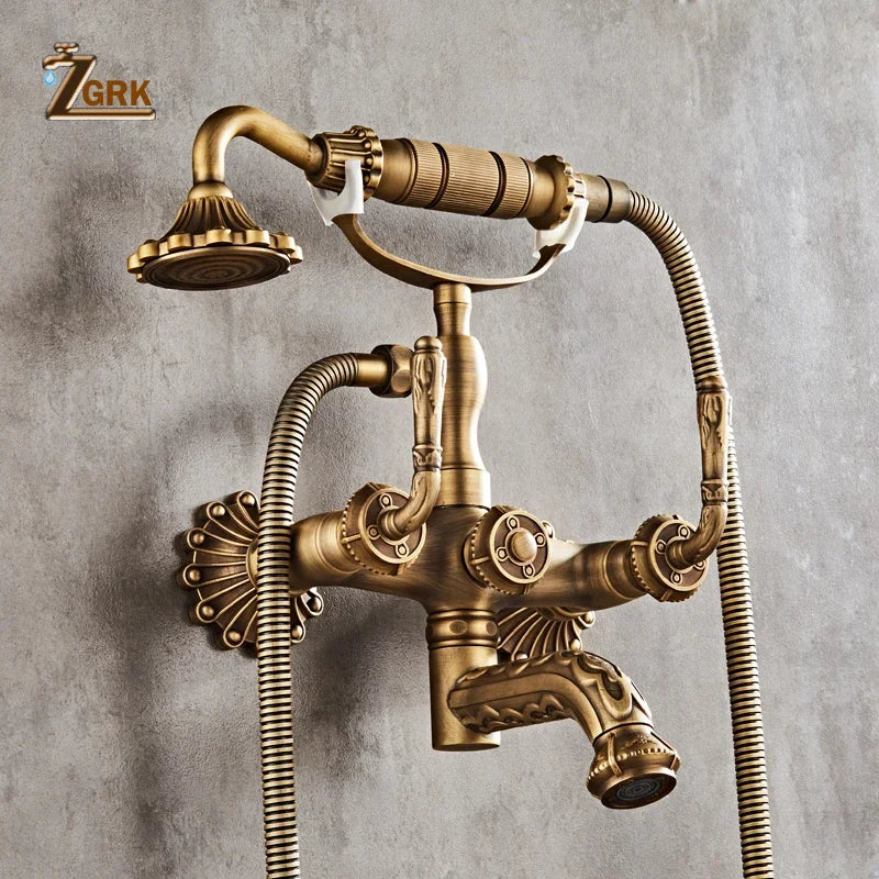 ZGRK Wall Mounted Bathtub Shower Dual Control Faucet Set