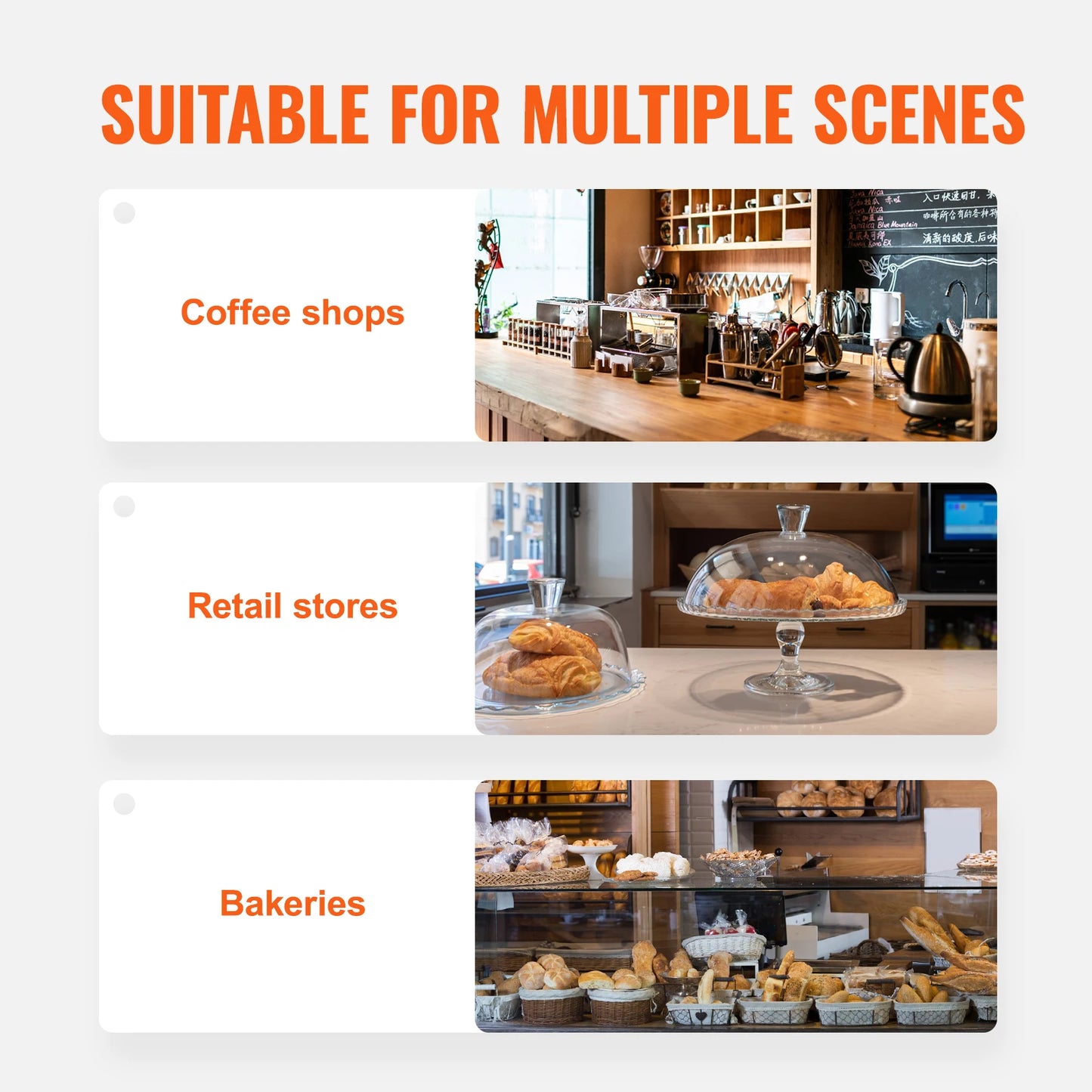 SucceBuy 2 Tray Clear Pastry Display Case Acrylic Commercial Countertop Bakery Display Case with Front and Rear Door for Bread