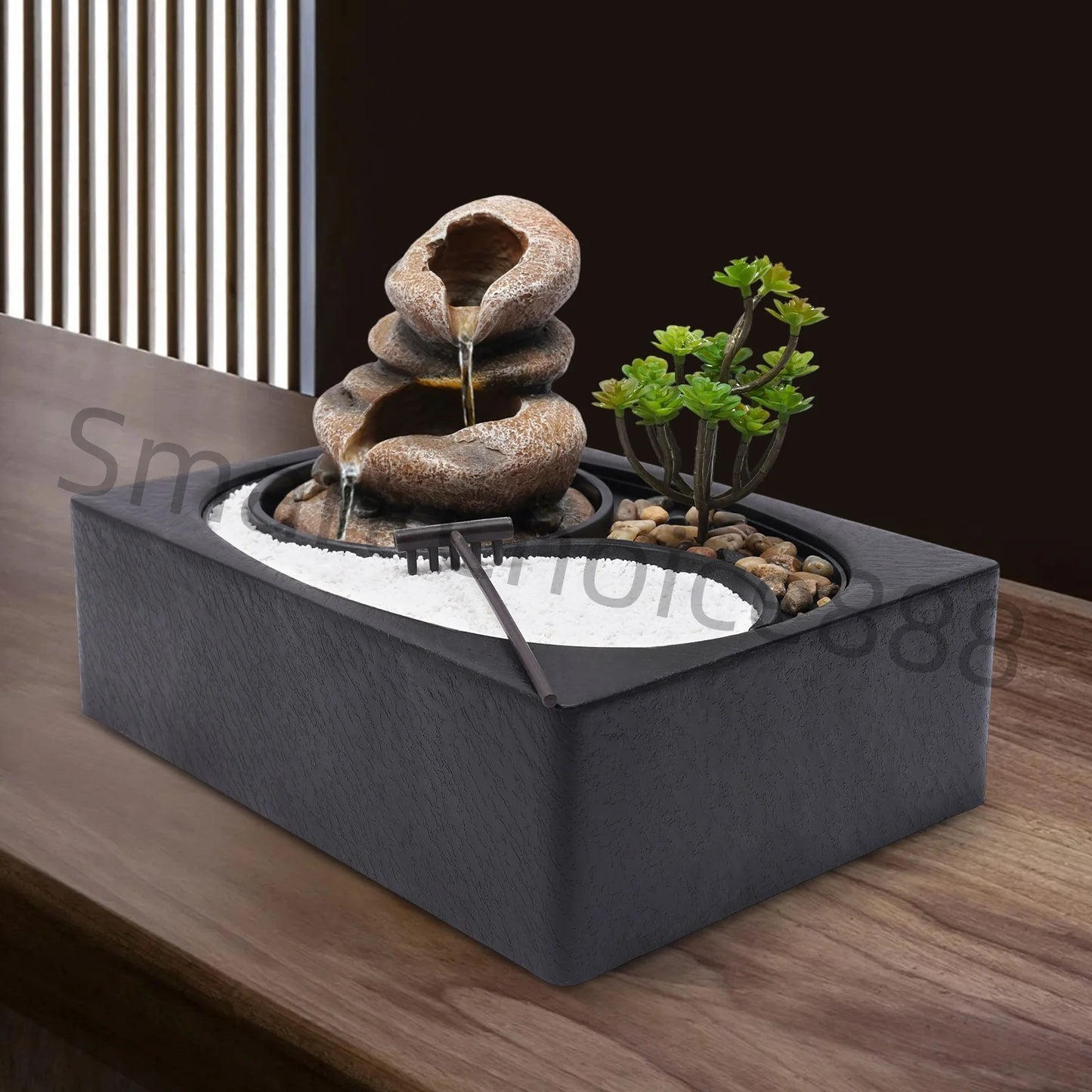 Indoor Desktop Fountain Waterfall Rockery Sand Garden Decor