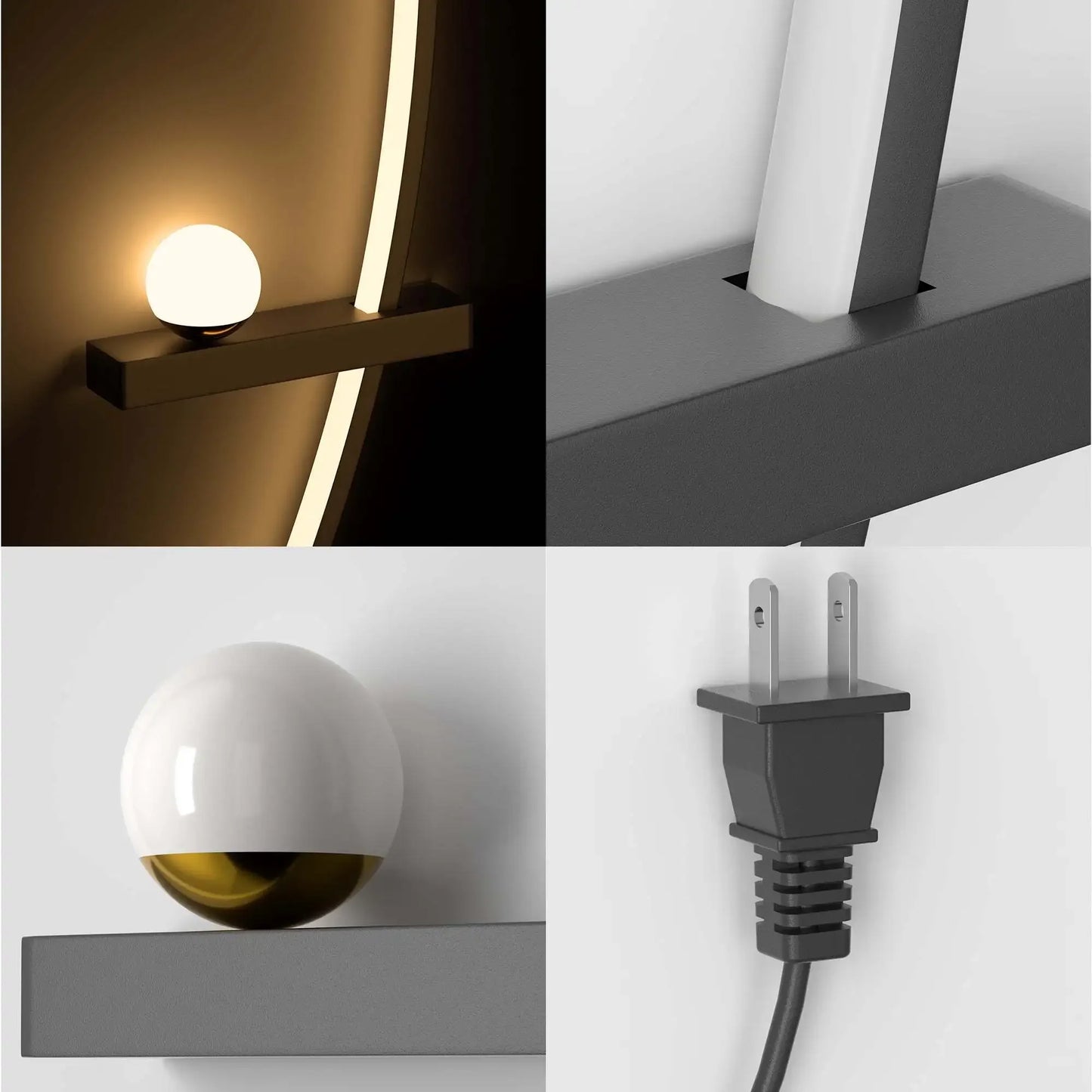 Two-Pack Modern Adjustable LED Wall Sconce Arc Bedside Lamp