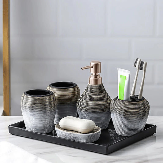 5-Piece Ceramic Bathroom Accessory Set For Home And Hotel Dorm
