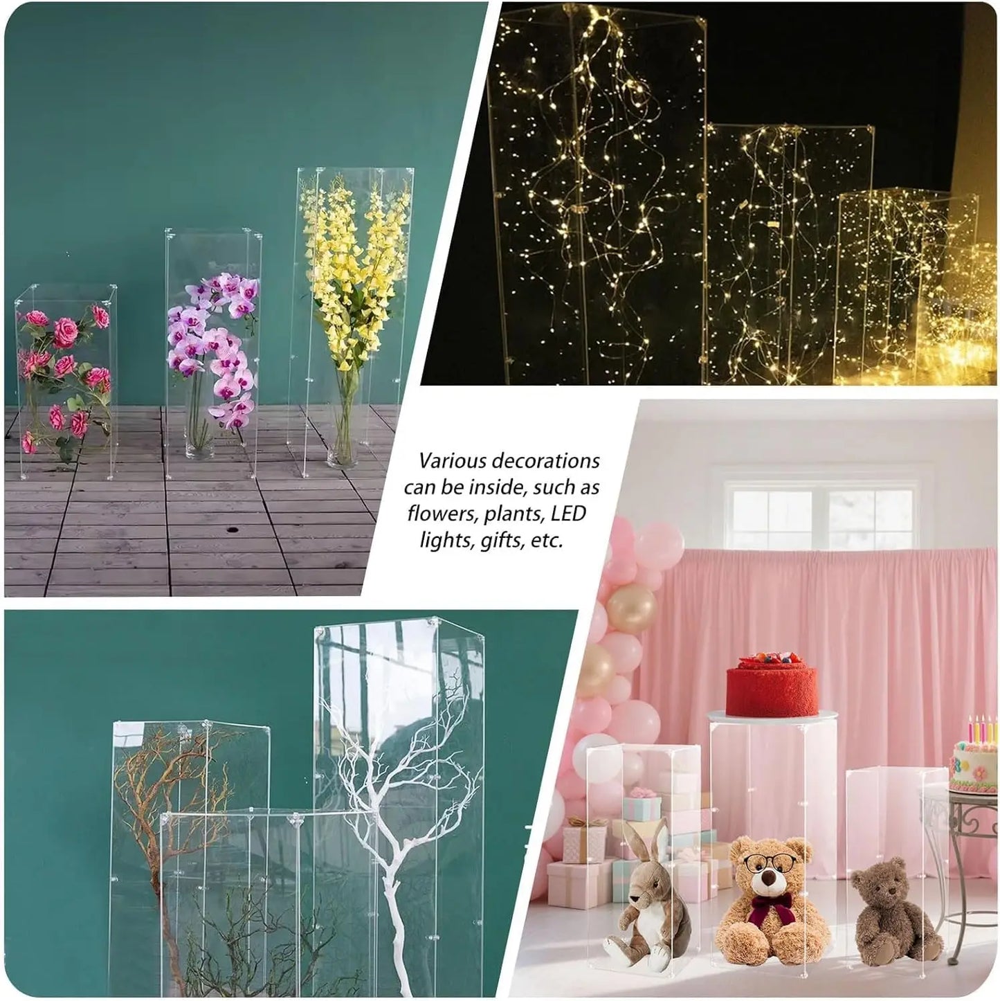 Six Piece Acrylic Pedestal Stand Display Clear Lucite For Parties