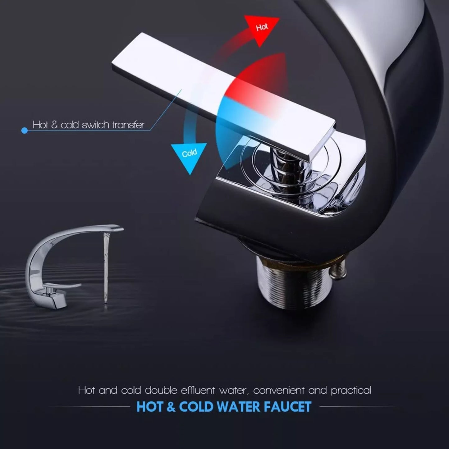 MYQualife Single-Handle Deck Mounted Basin Faucet Hot Cold Water
