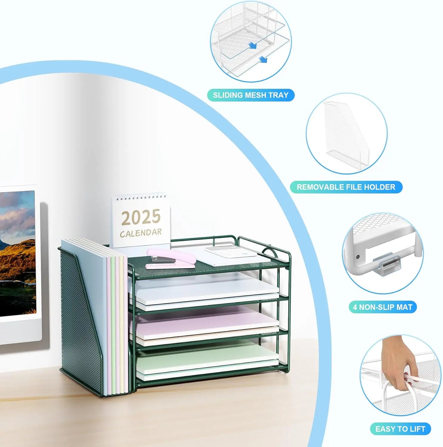 Desk Organizer With File Rack For Catalog And Reference