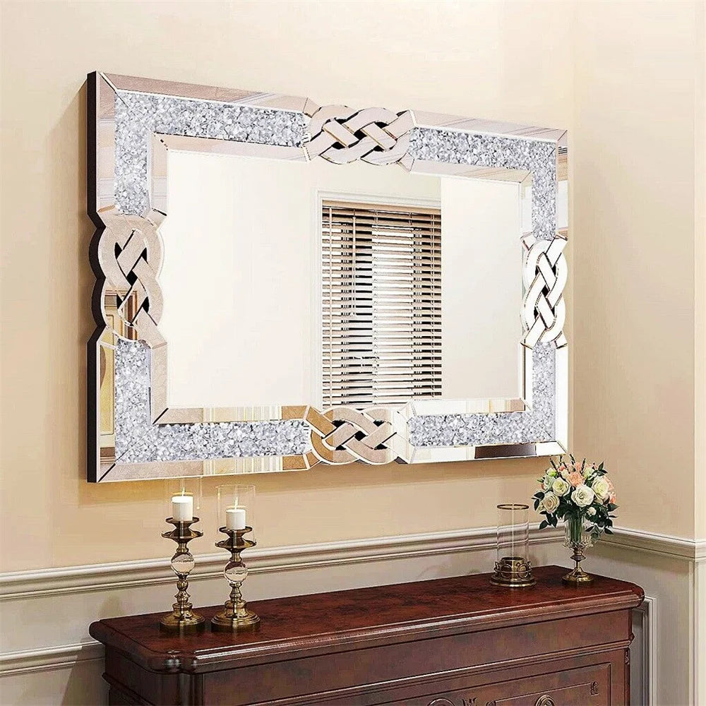 Crystal Diamond Vanity Mirror Wall Hanging For Bedroom Hallway Decor