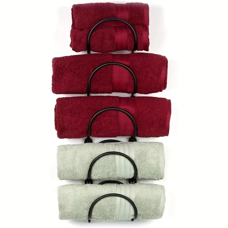 Wrought Iron Towel Rack Wall Mount With Hooks Space Saving