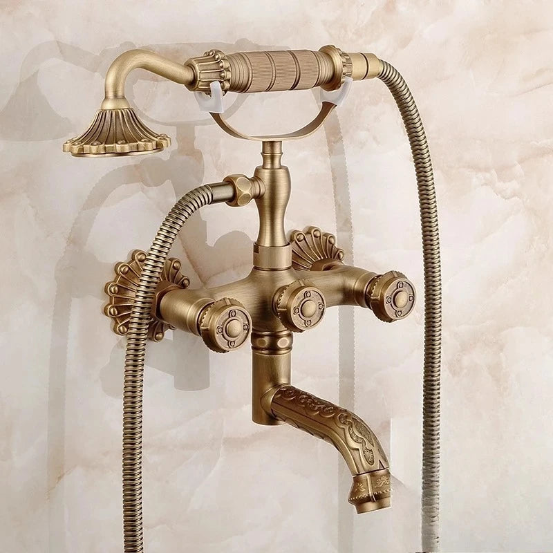 ZGRK Wall Mounted Bathtub Shower Dual Control Faucet Set
