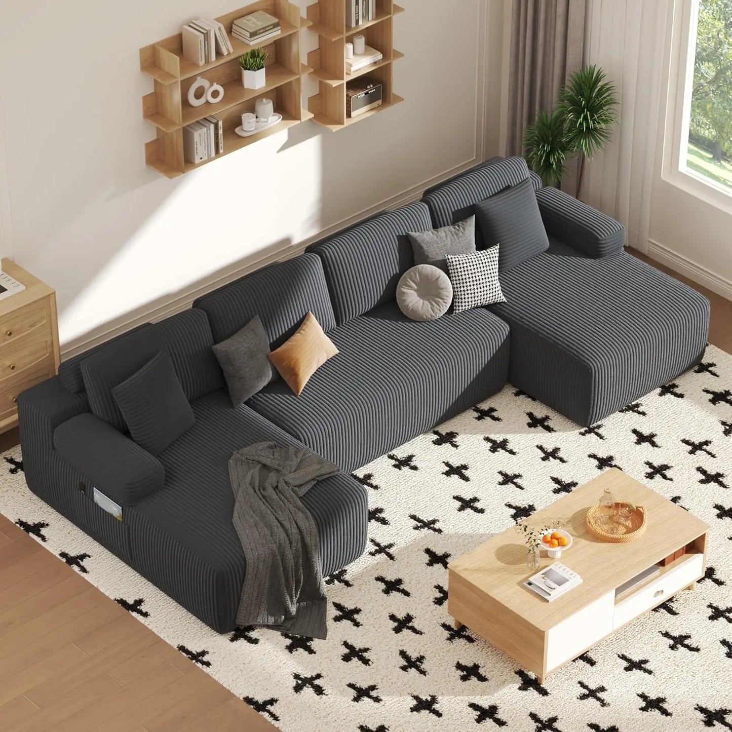 Cloud U Shaped Sectional Sofa With Deep Seats Memory Foam