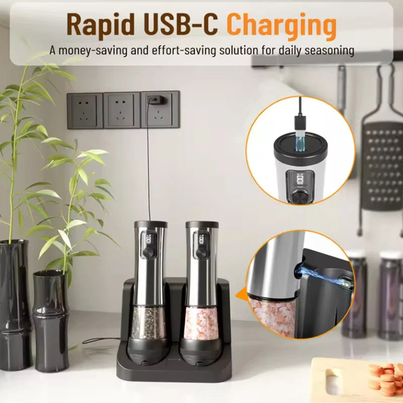 Kankeirr USB Rechargeable Electric Salt And Pepper Grinder Set