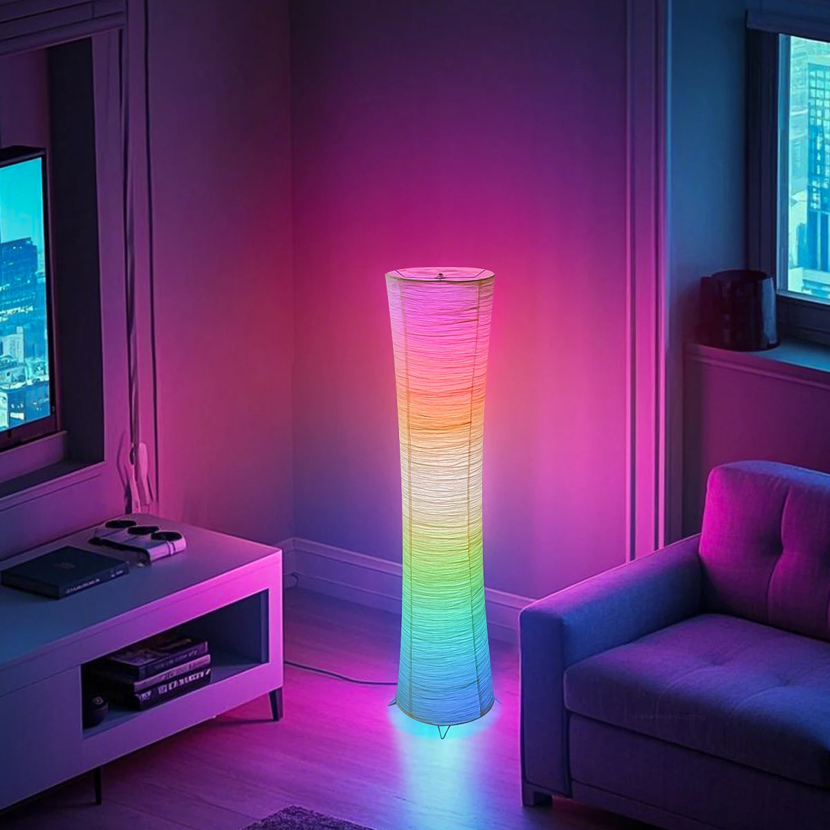 Paper Floor Lamp RGB LED Smart Light With Remote Control