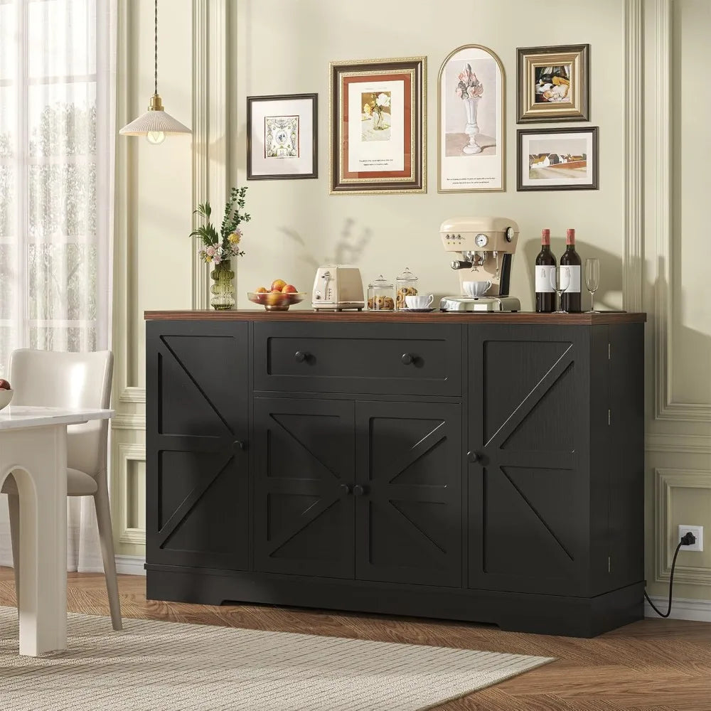 Buffet Cabinet With Storage Drawer And Charging Station