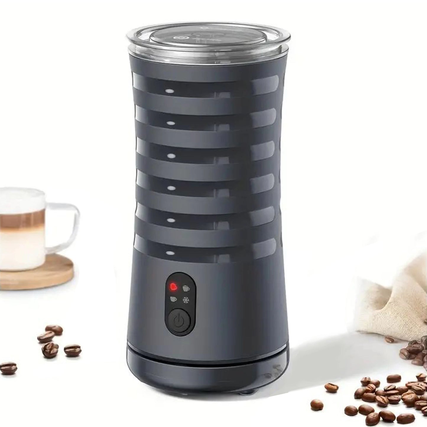 4-in-1 Milk Frother And Steamer, Non-Slip Stylish Design, Hot & Cold Milk Steamer With Temperature Control, Auto Shut-Off Frothe