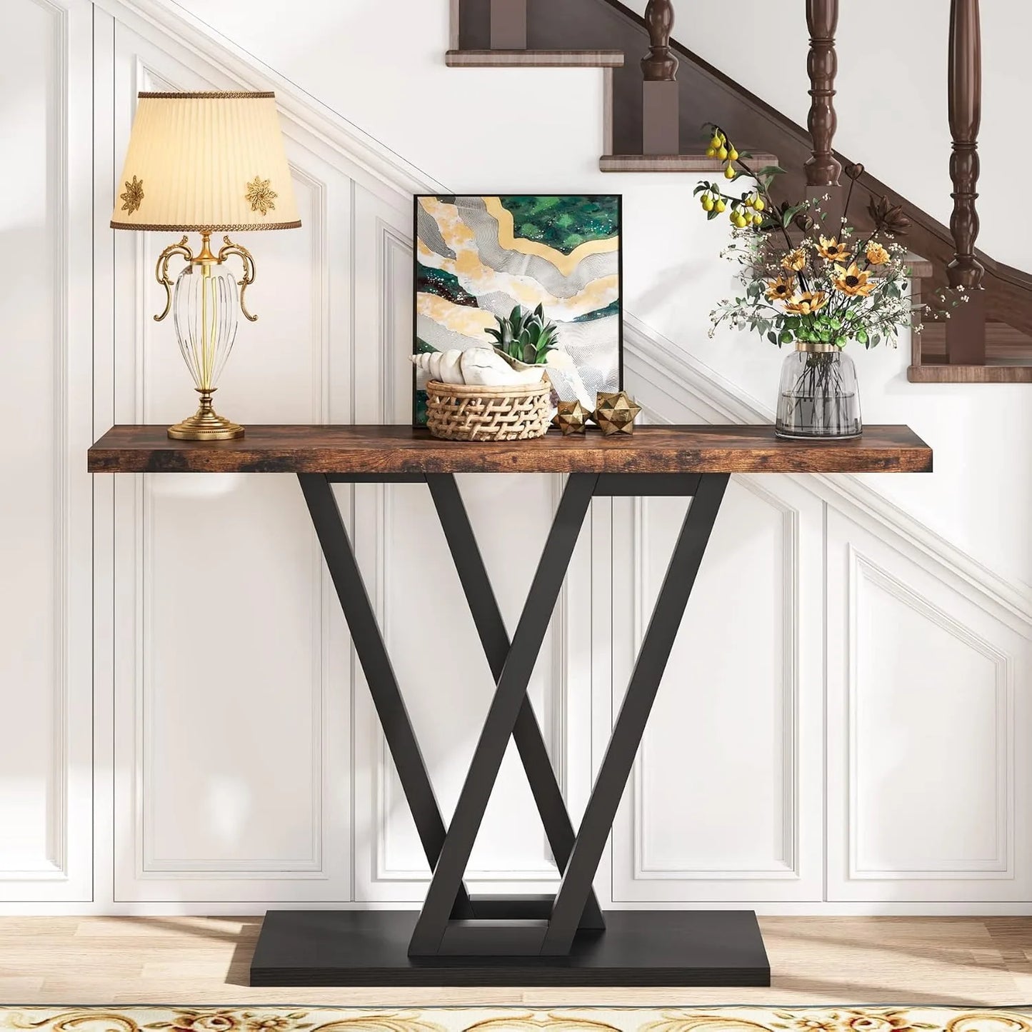 Little Tree Console Table Industrial Hallway Entryway Sofa Table