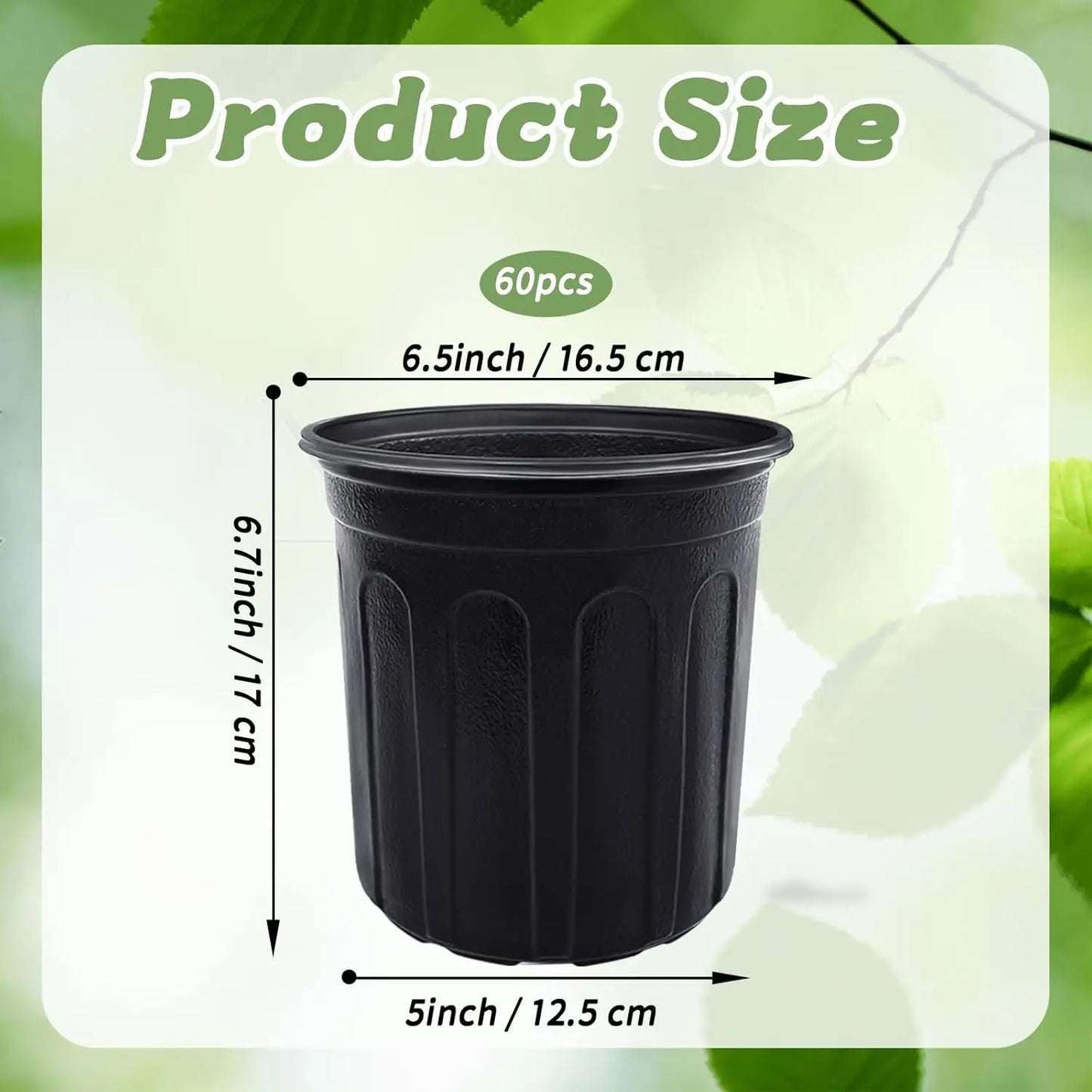 60 Pcs 1 Gallon Plant Nursery Pots with Drainage Holes, Ideal for Planting, Cuttings, and Transplanting in Home Gardens (Black)
