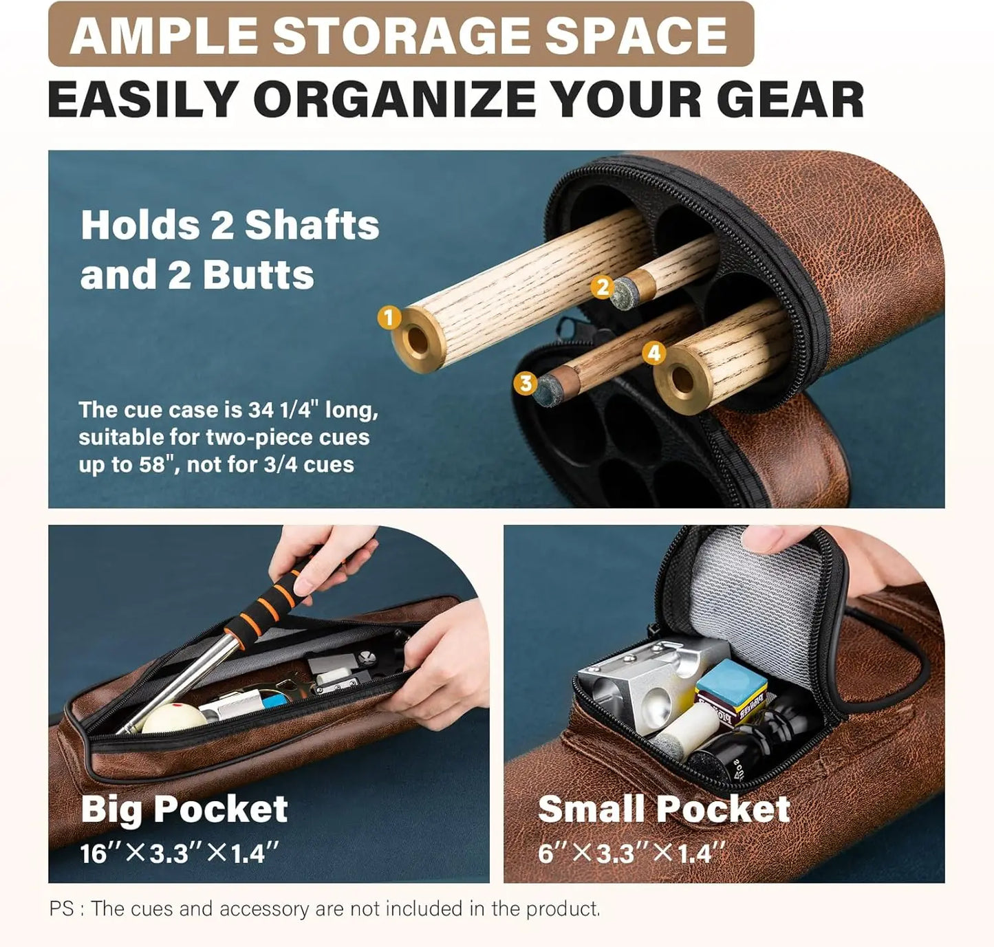 Hard Billiard Cue Case For Two Pool Cues