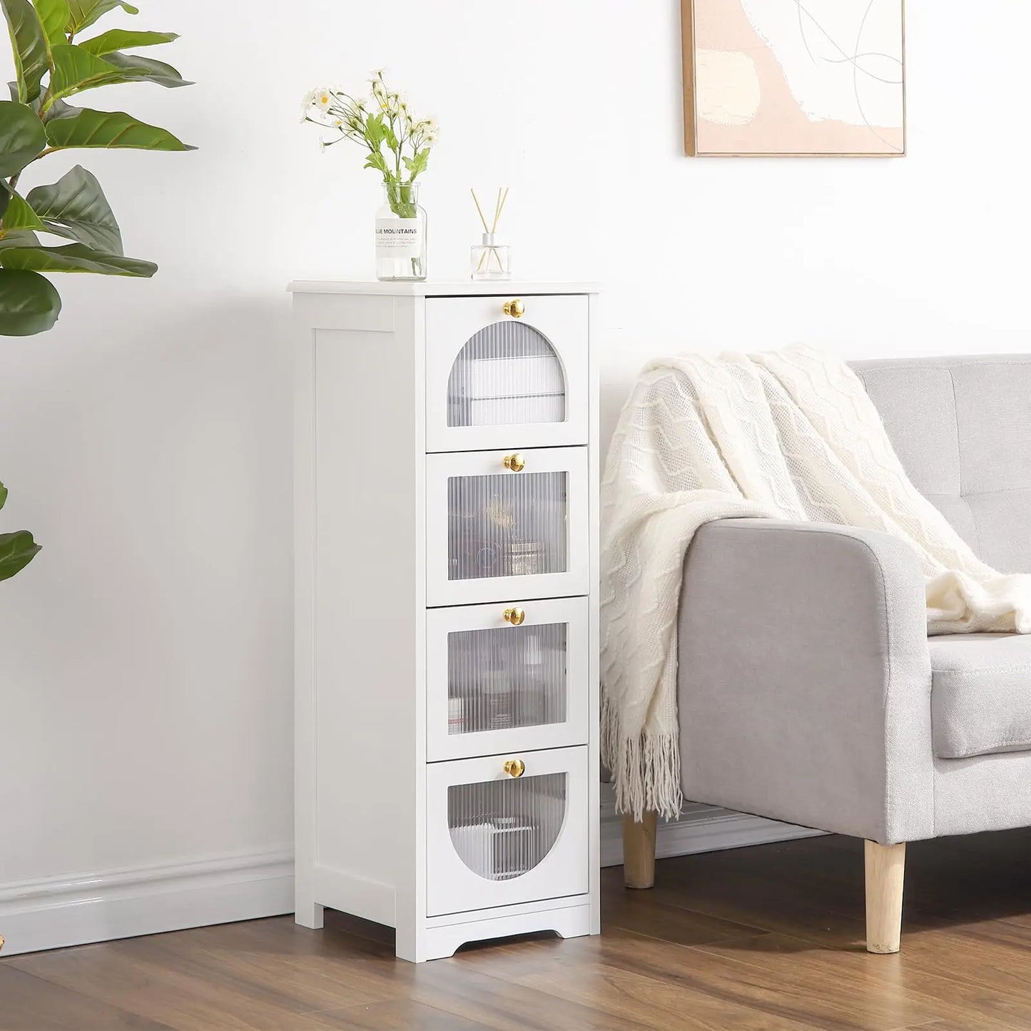 Studyset Freestanding Bathroom Storage Cabinet With Four Drawers Sleek Fronts