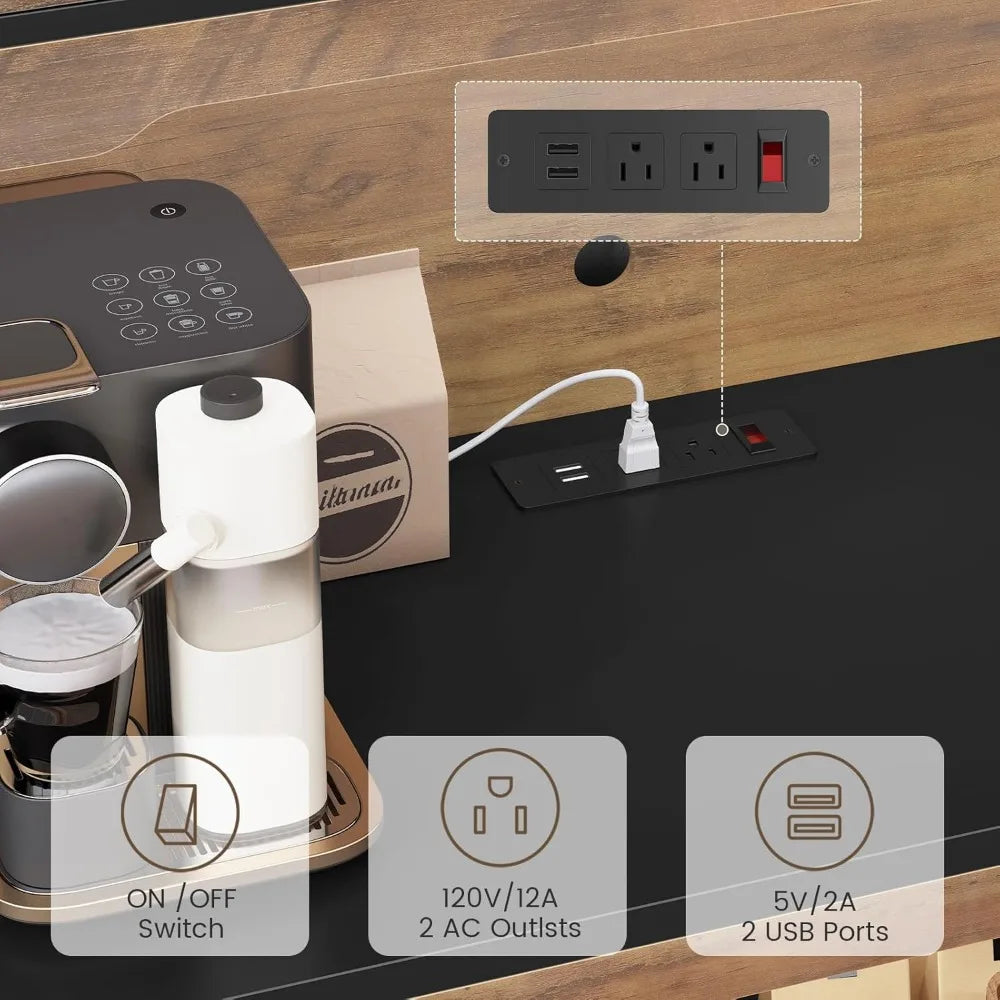 Pantry Cabinet With Charging Station And LED Light
