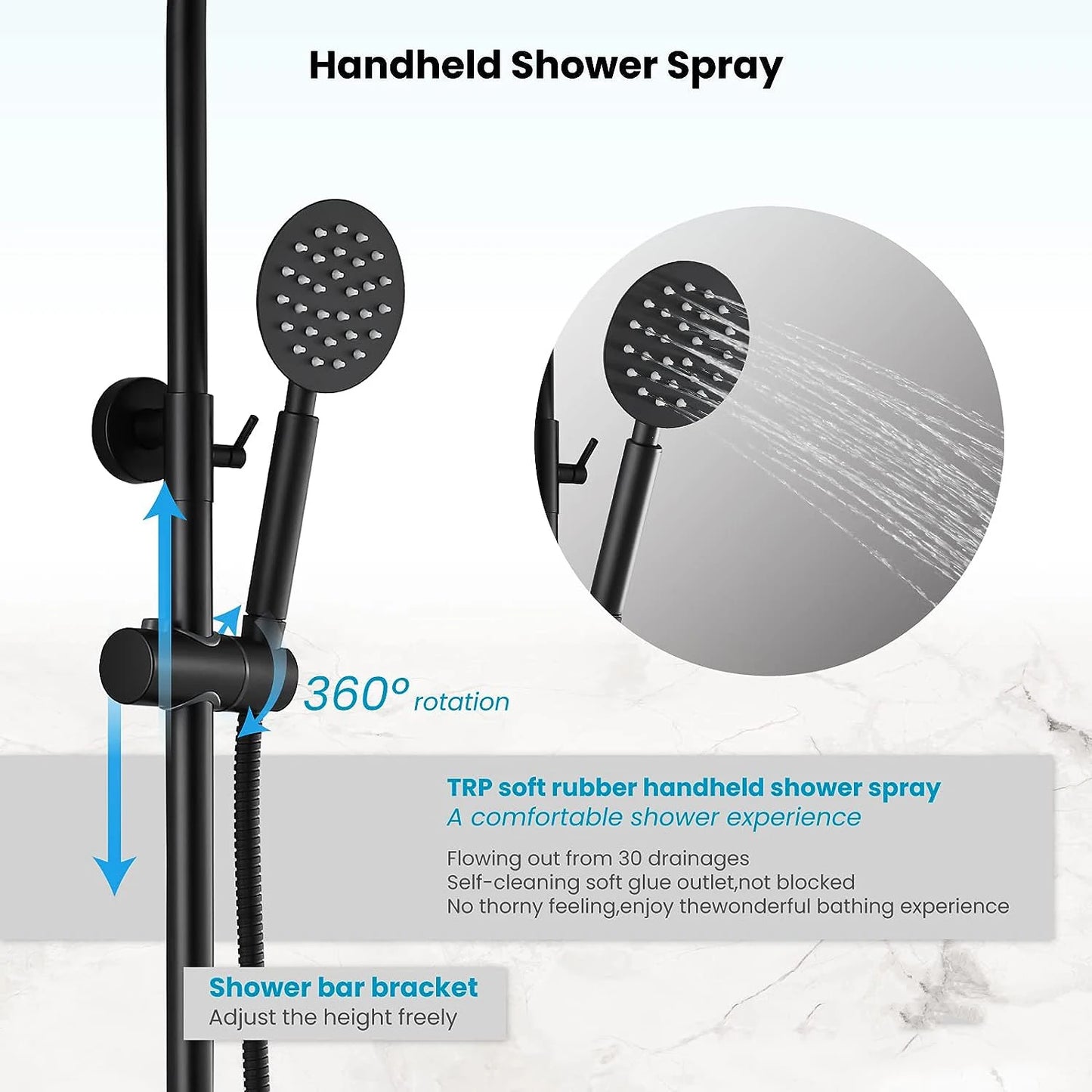 Torayvino Shower Faucet Set 3 Function 360 Swivel Spout