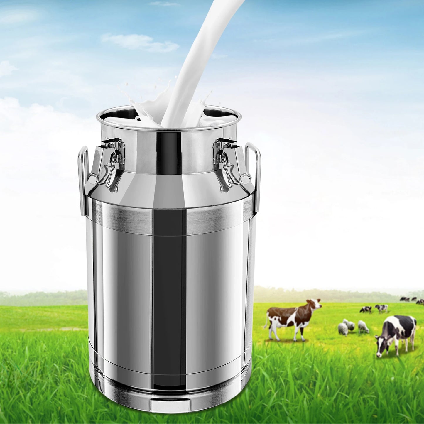 Large Milk Can Stainless Steel Milk Can 5.25/8/10.6/13.2/15.8 Gal Milk Canister Milk Bucket Tote Jug W/ Sealed Lid