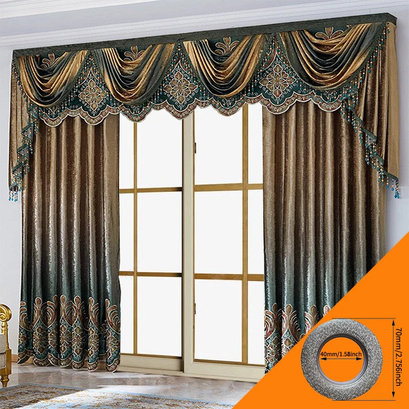 Luxurious 2Pcs Curtains for French Window Living Room Sunscreen Blackout