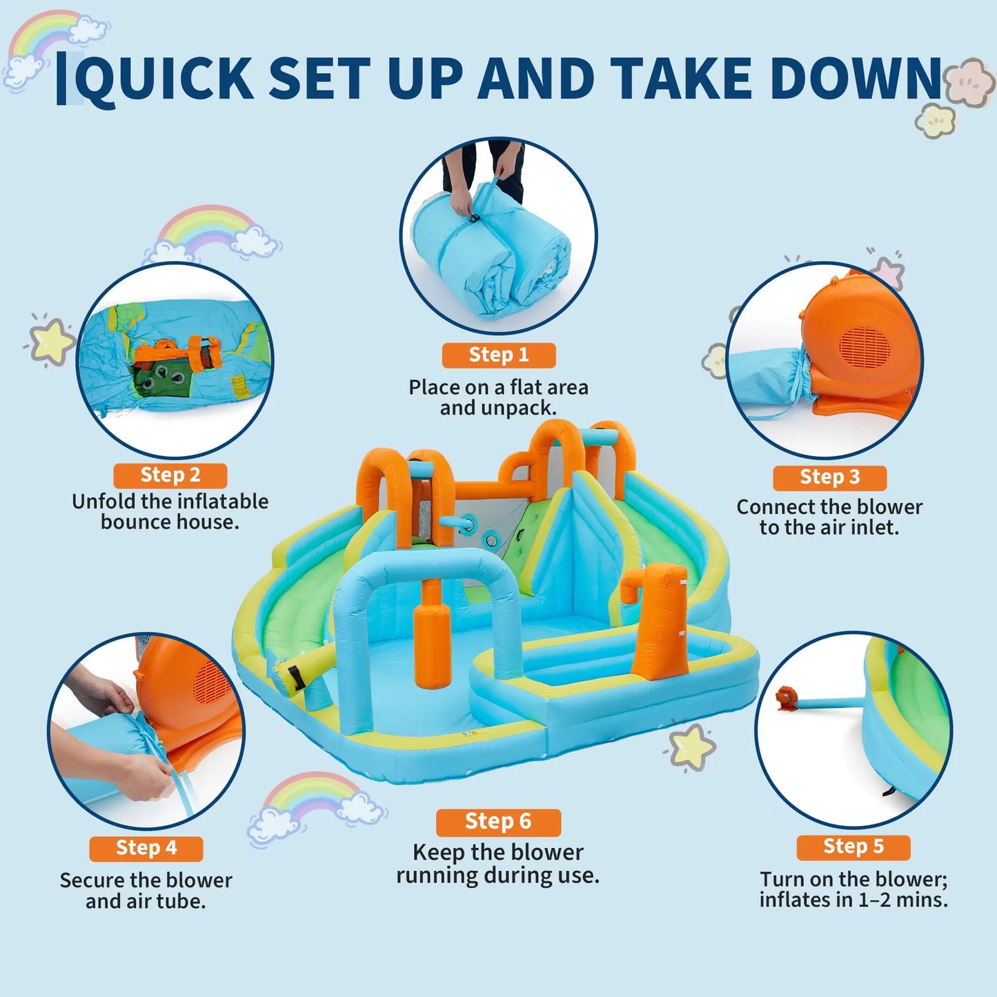 HiMISS 10In1 Inflatable Bounce House Water Park Backyard