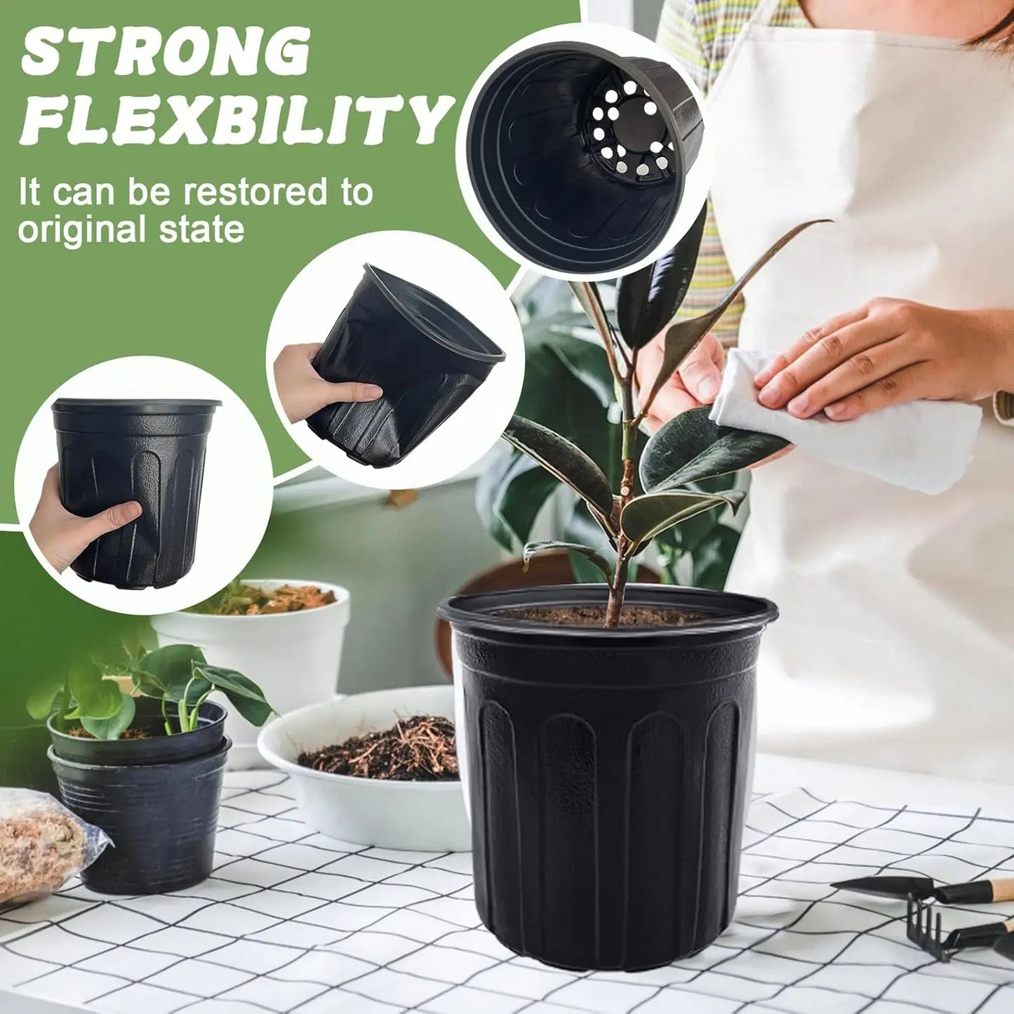 60 Pcs 1 Gallon Plant Nursery Pots with Drainage Holes, Ideal for Planting, Cuttings, and Transplanting in Home Gardens (Black)