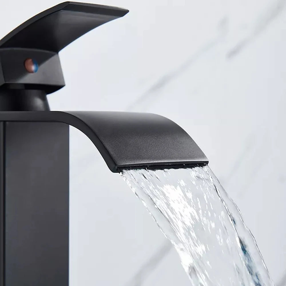 MYQualife Waterfall Bathroom Vanity Faucet Single Hole Deck Mounted