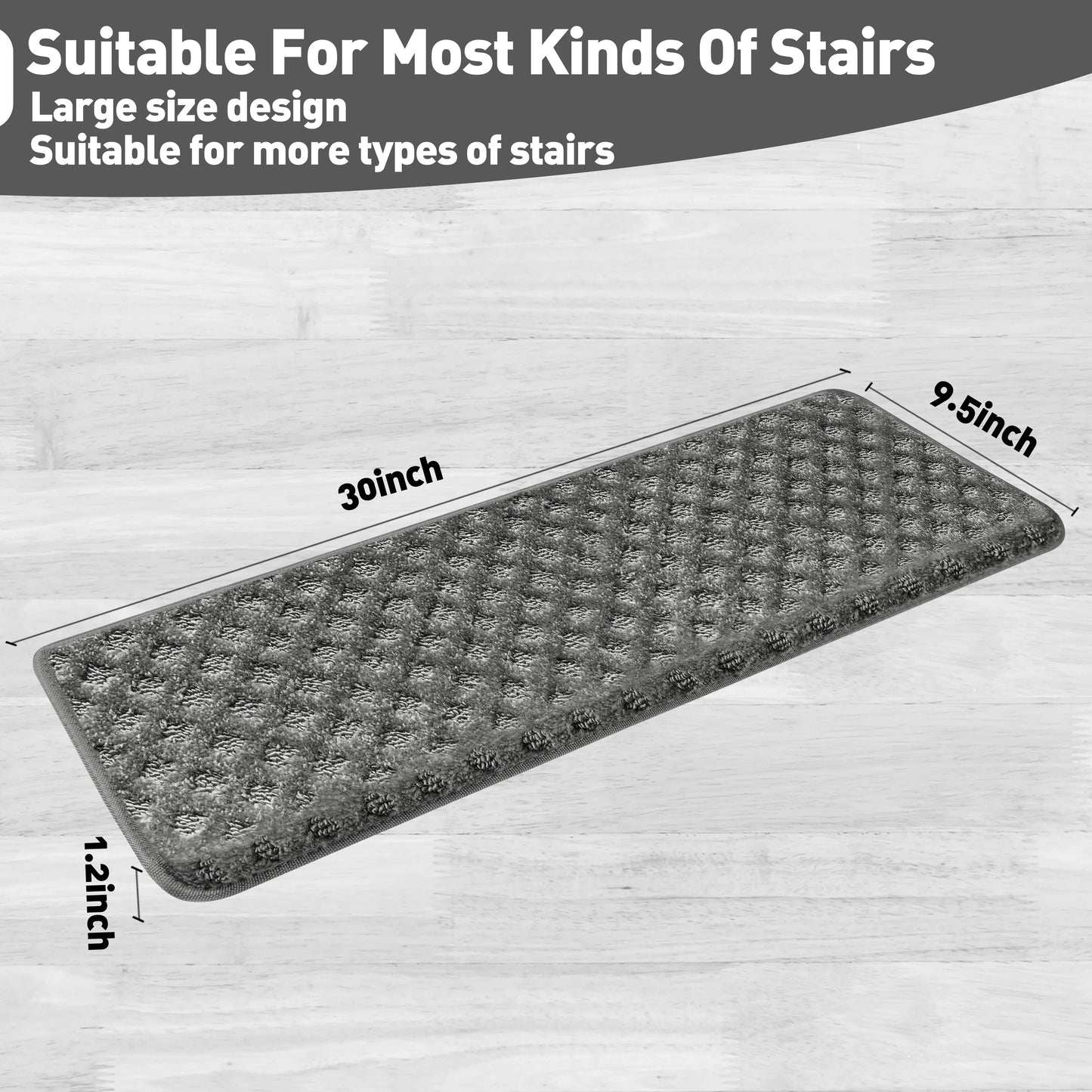 Bullnose Carpet Stair Treads Set Non Slip Premium Soft Washable