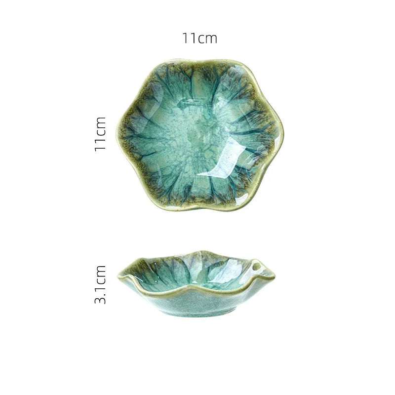 Japanese Ceramic Plate Retro Kiln Glaze Barbecue Mini Dipping Dish Sashimi Sushi Soy Sauce Dishes Home Desktop Snack Plates New