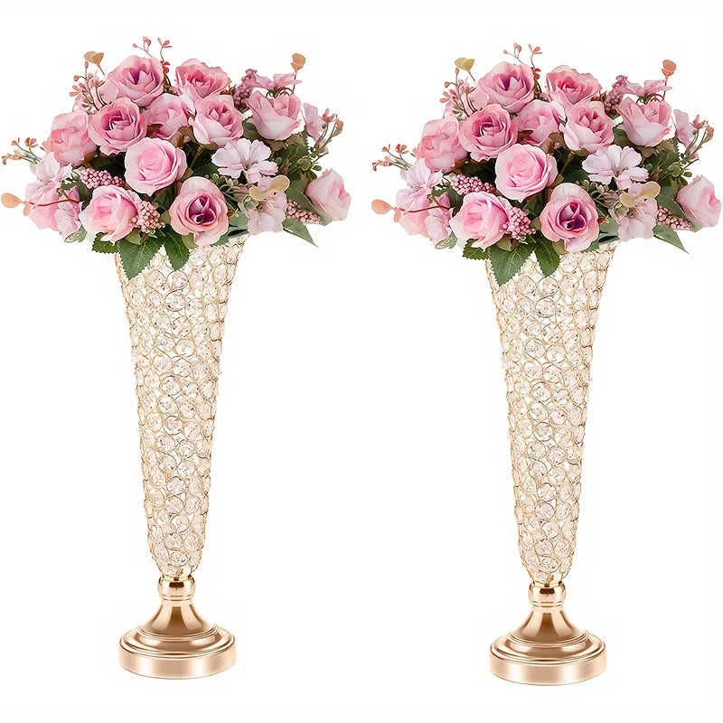 Metal Centerpiece Vases Pair For Modern Home Decor