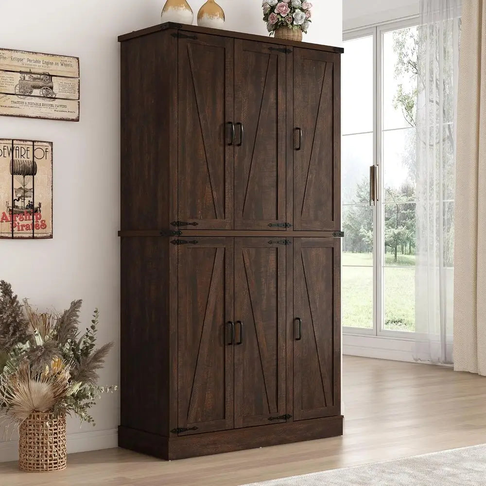 71" Tall Kitchen Pantry,armhouse Storage Cabinet with Barn Do,Organizer,Rustic Wood Cupboard,armhouse Pantry Cabinet or Kitchen,