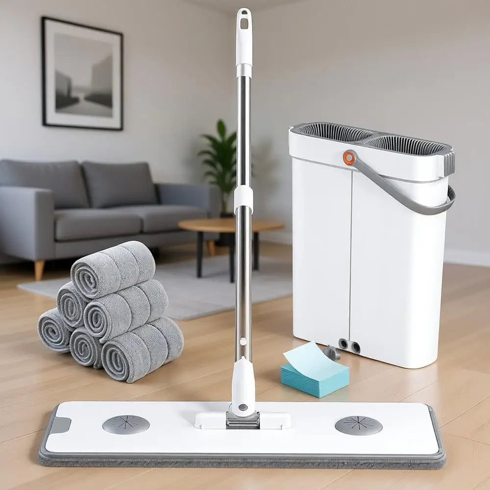 XMSJ Mop and Bucket System with Wringer Set for Home