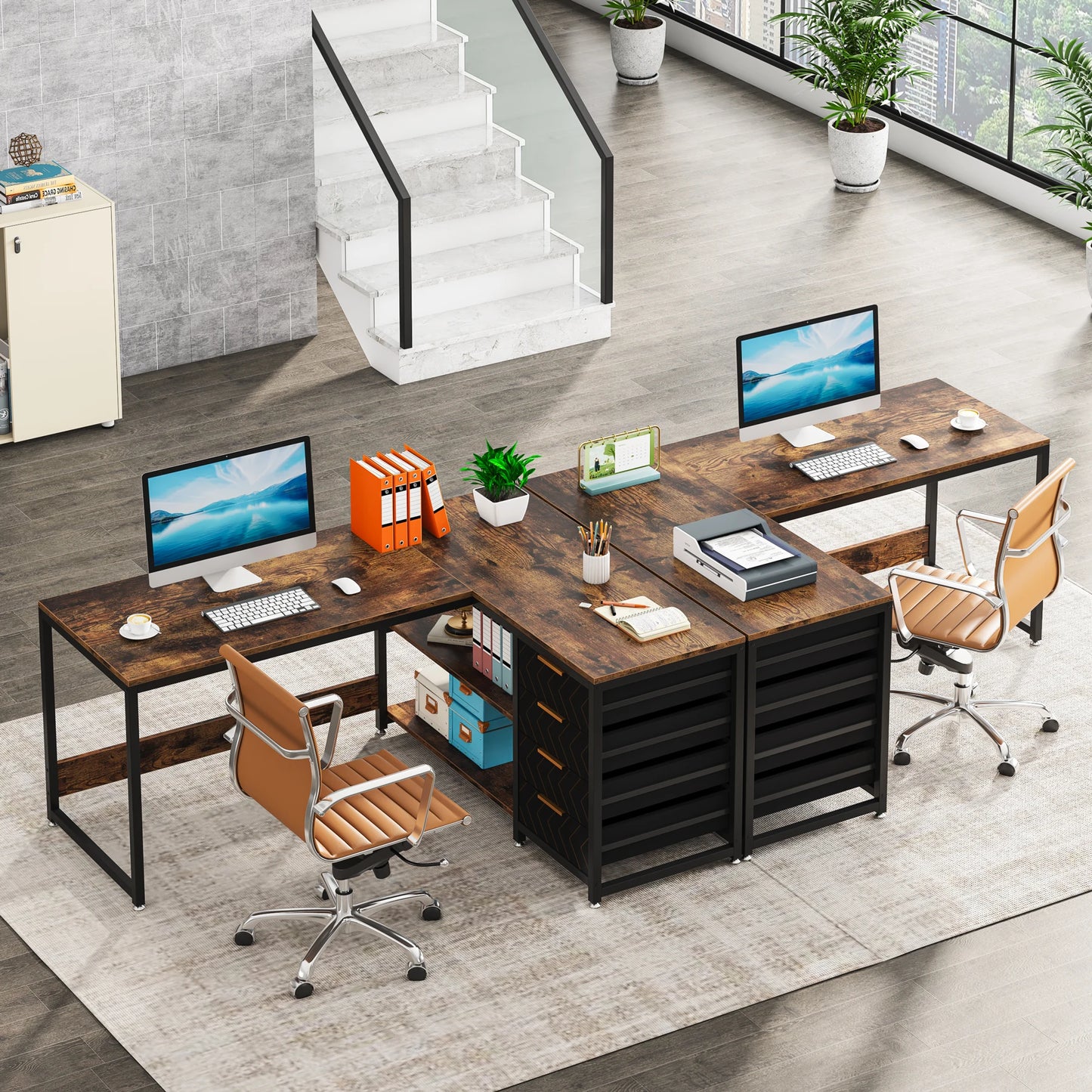 Tribesigns L Shaped Computer Desk With Storage Drawers And Shelves