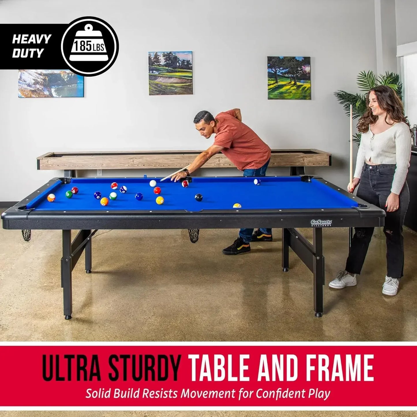 Portable Pool Table With Full Set Balls Cues Chalk Brush