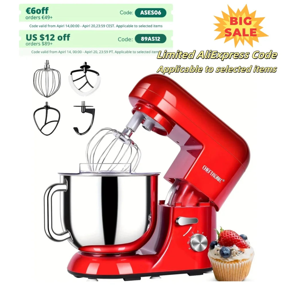 Cheftronic Tilt-Head Stand Mixer 650W With Milk Frother