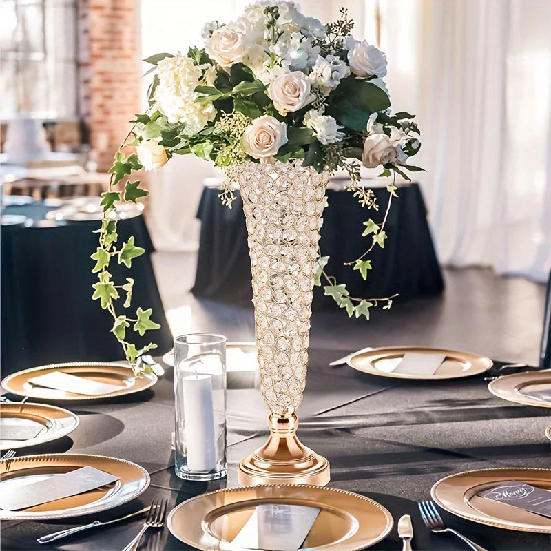 Metal Centerpiece Vases Pair For Modern Home Decor