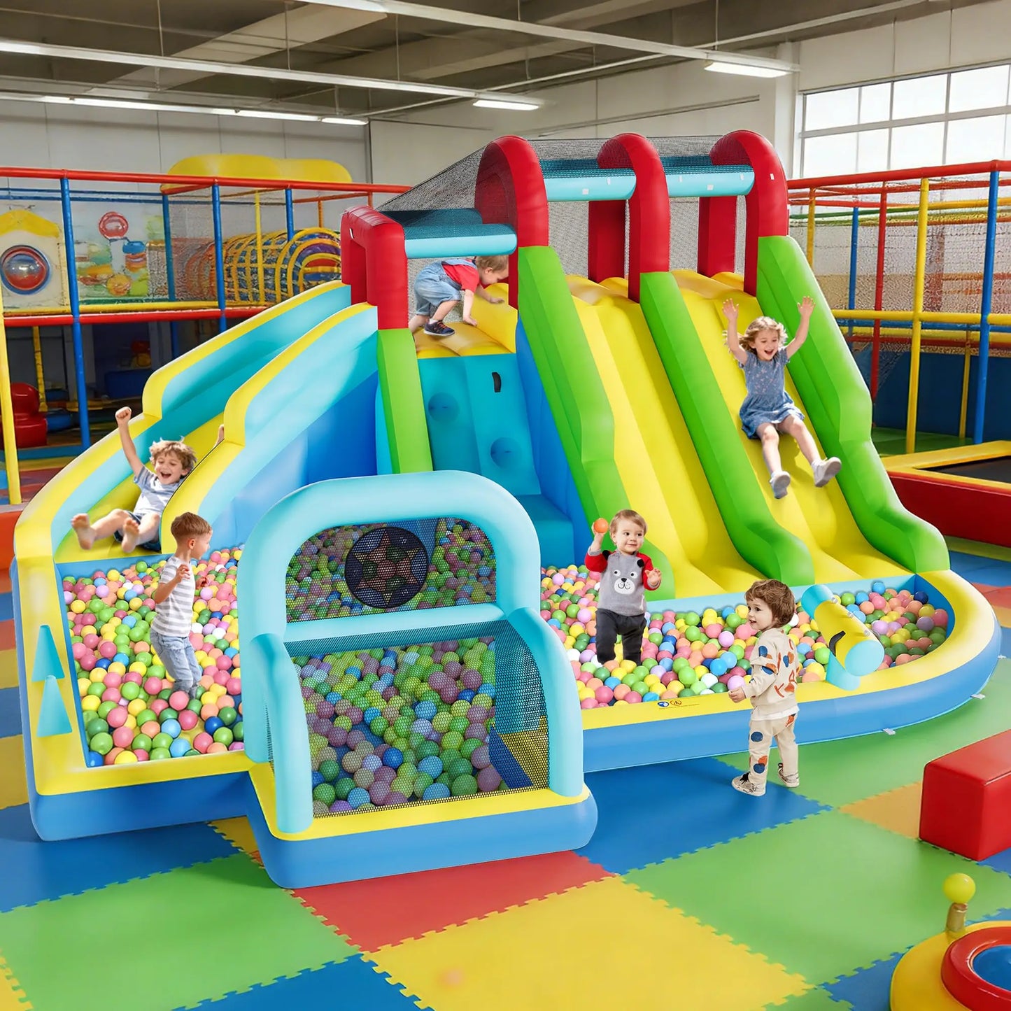 HiMISS Inflatable Bounce House With 3 Water Slides